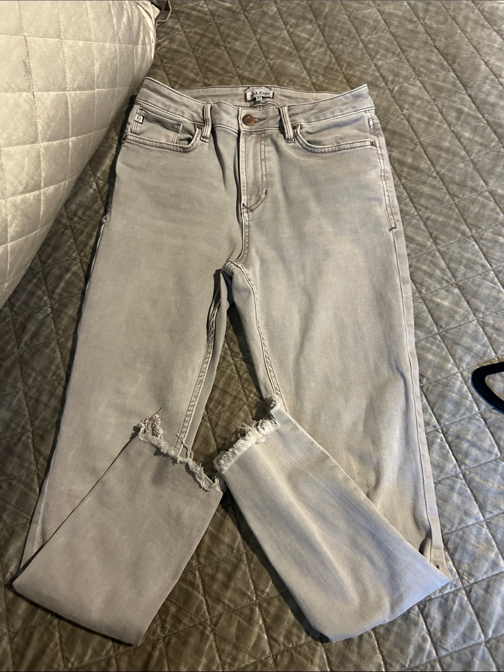 Dear John Light Gray Ankle Frayed Hem Jeans